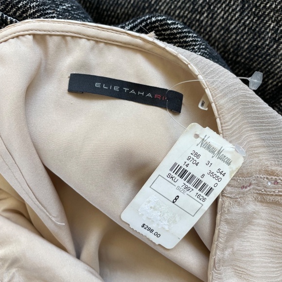 Elie Tahari Y2K Boho Lace Hem Skirt Beaded Chiffon Neiman Marcus NWT 8 - Picture 4 of 5